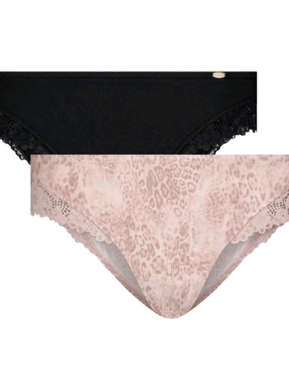 Jessica Simpson Two-Pack Bikini Panties - Black & Light Pink Leopard